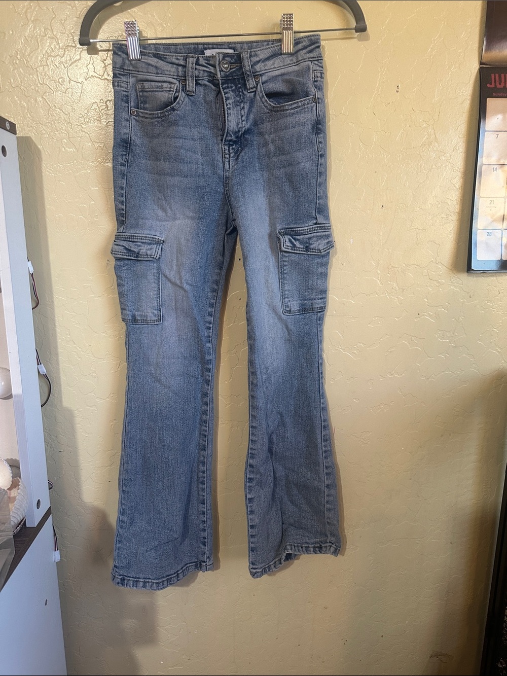 YMI Light Blue Cargo Flare Jeans